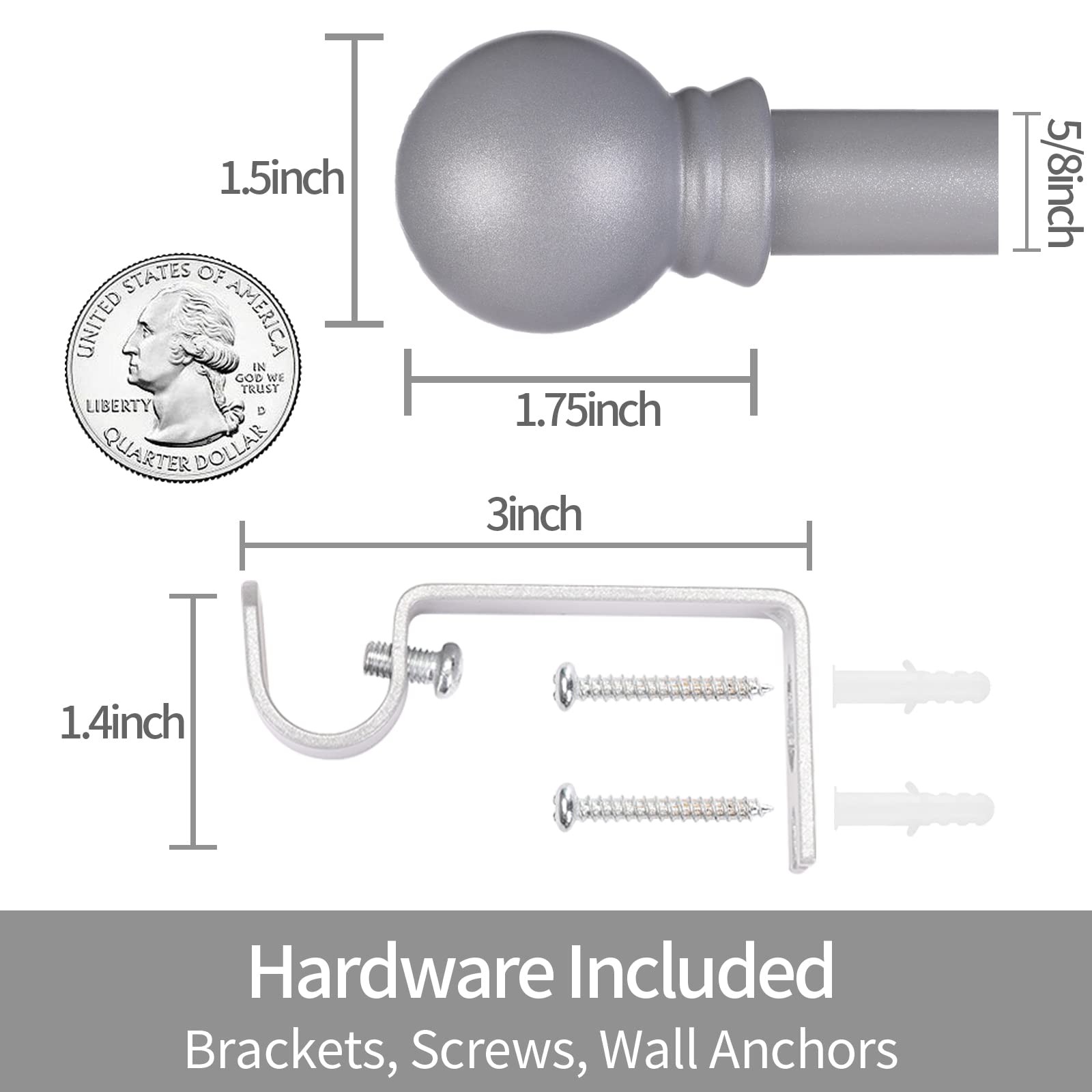 Curtain Rods 3062 Inch, 5/8″ Brushed Nickel Stainless Steel for Home Decor
