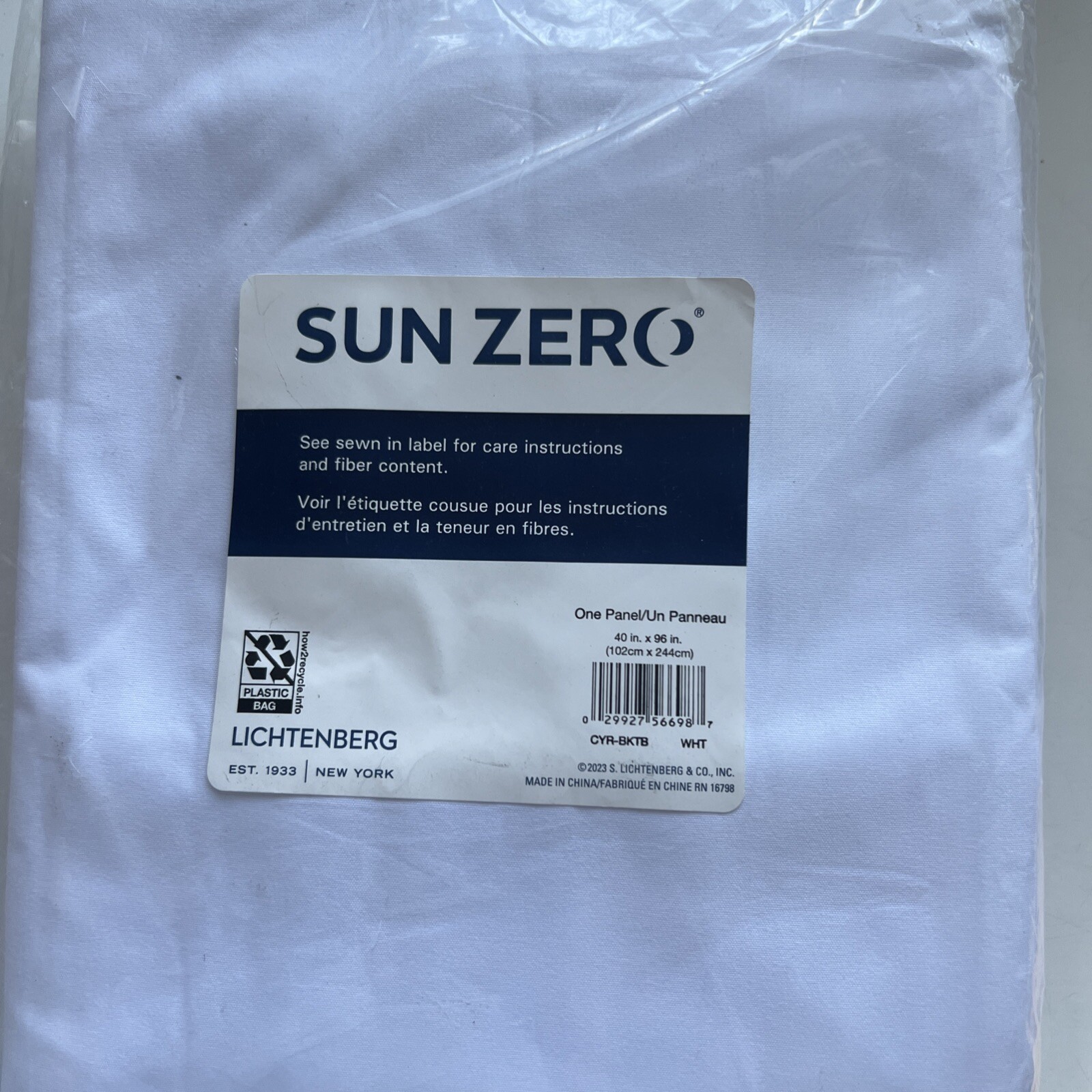 Sun Zero Cyrus Thermal Blackout Back Tab Curtain Panel, 96″ L x 40″ W, white