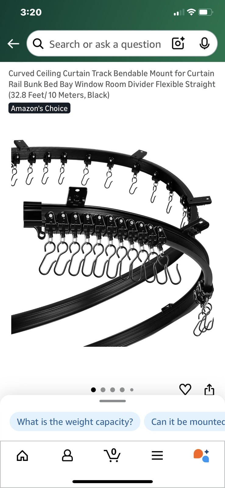 Curved Ceiling Curtain Track Bendable Mount for Curtain 32.8ft Black