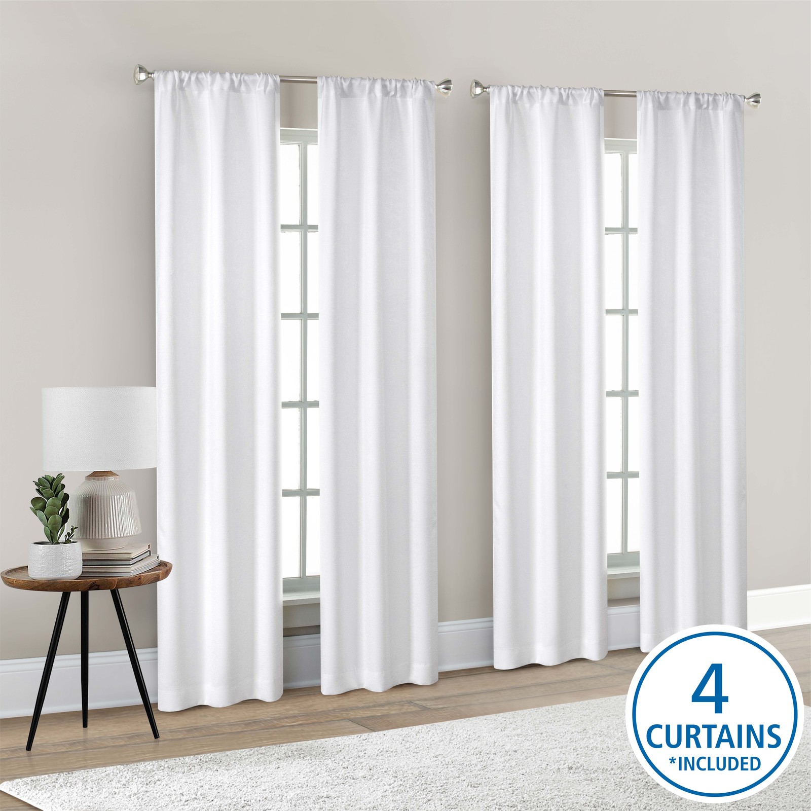 4 of a Kind Blackout Curtain Panels, Set of 4, White, 28″ W x 84″ L