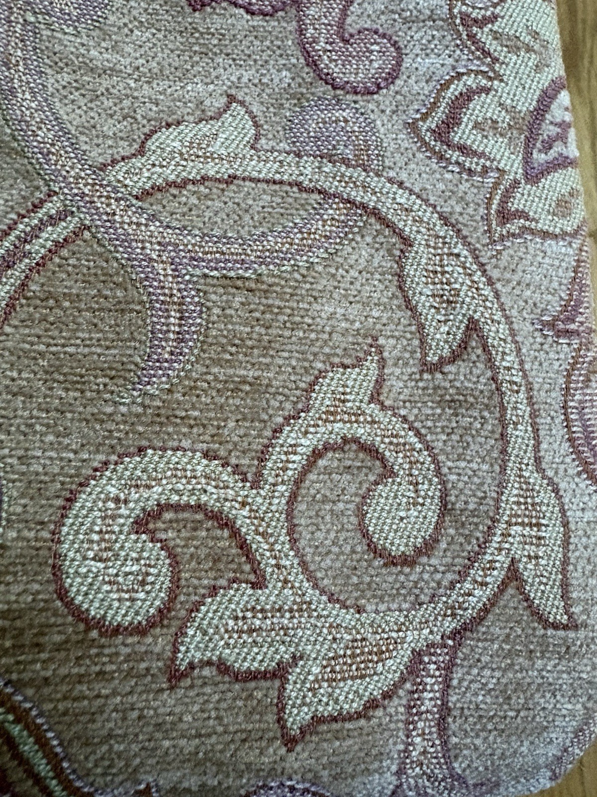 Pair “The Curtain Exchange “Tapestry Chenille Lined Pinch Pleat Drapes Gold Tan