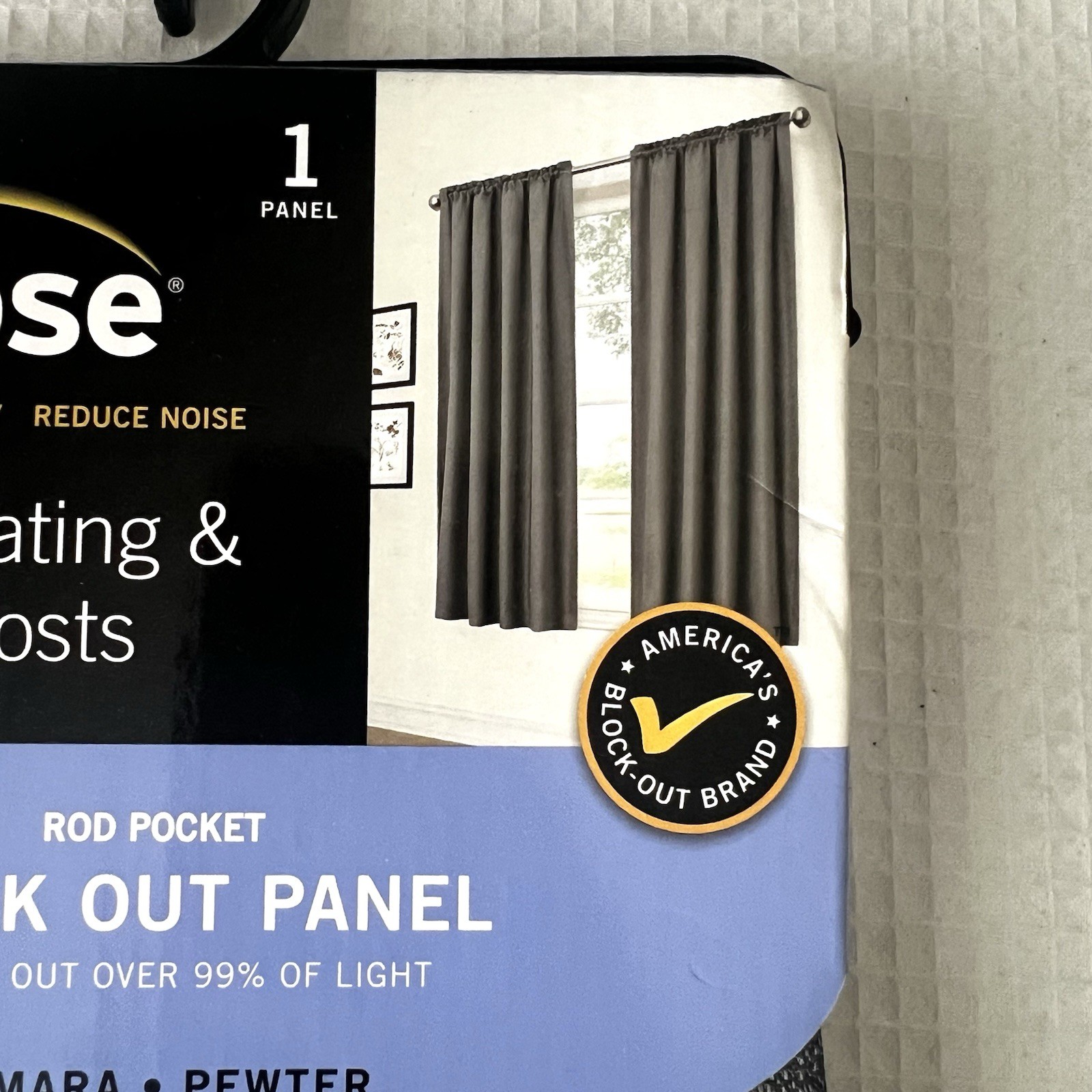 Eclipse Blackout Curtain 42 x 63” Samara Pewter Grey NEW In Package FAST SHIP