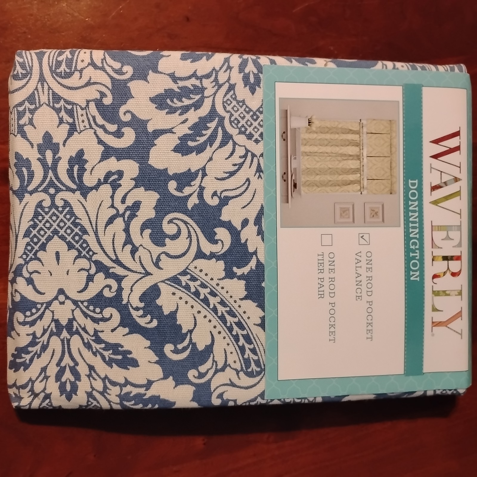 Waverly Donnington Cornflower Valance – 52″ x 18″ Blue & White – Rod Pocket NEW