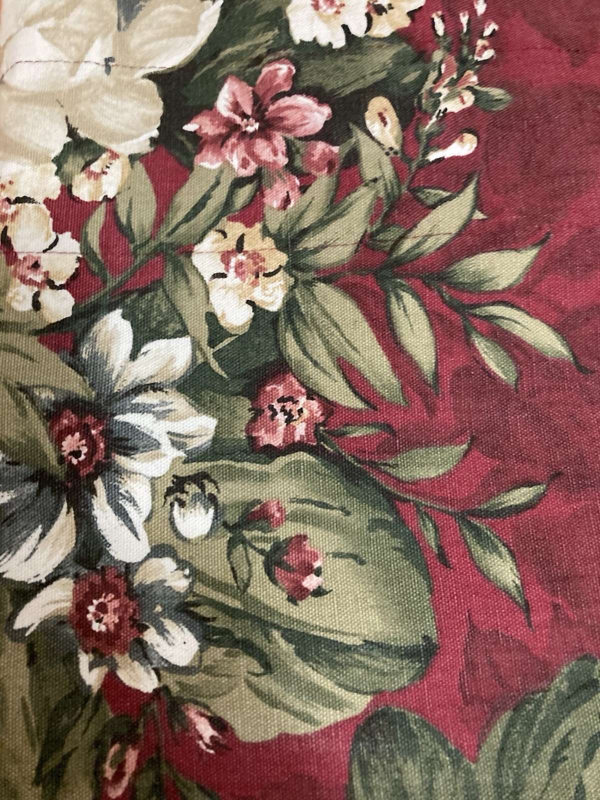 Floral Valence Burgundy Green Pink Beige lined (2) 70” X 17”