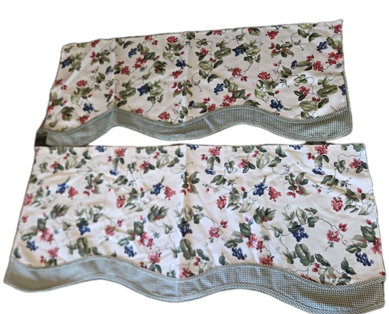 3 WAVERLY ORCHARD TRAIL SCALLOPED VALANCE BERRIES 110×18,17×39 FARMHOUSE COTTAGE