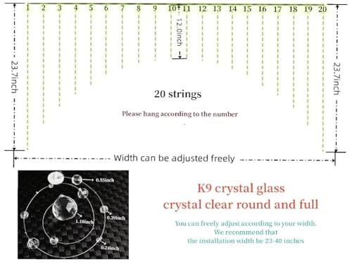 Crystal Beaded Curtain, 20 Strings Arched 40″W x 23″L (Pack of 1) Chamgagne