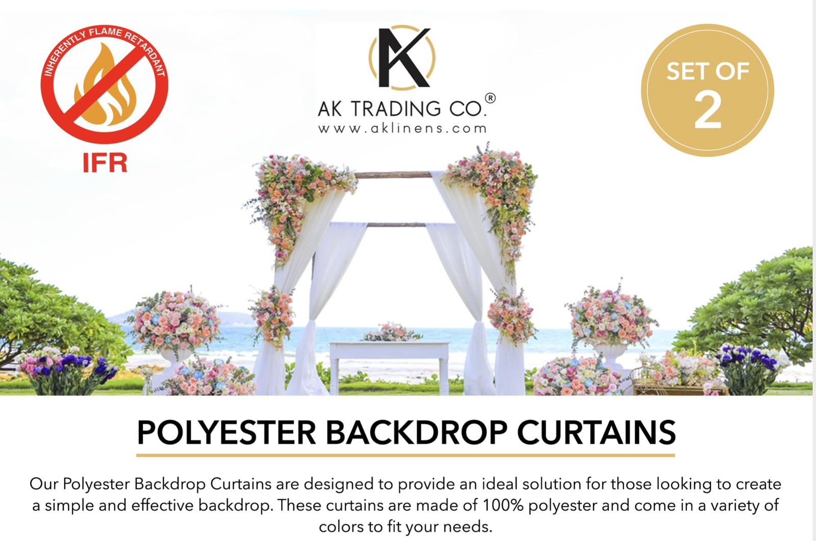 AK Trading Co. Backdrop Drapes 10 ft x 8 ft Olive Green Polyester Curtains