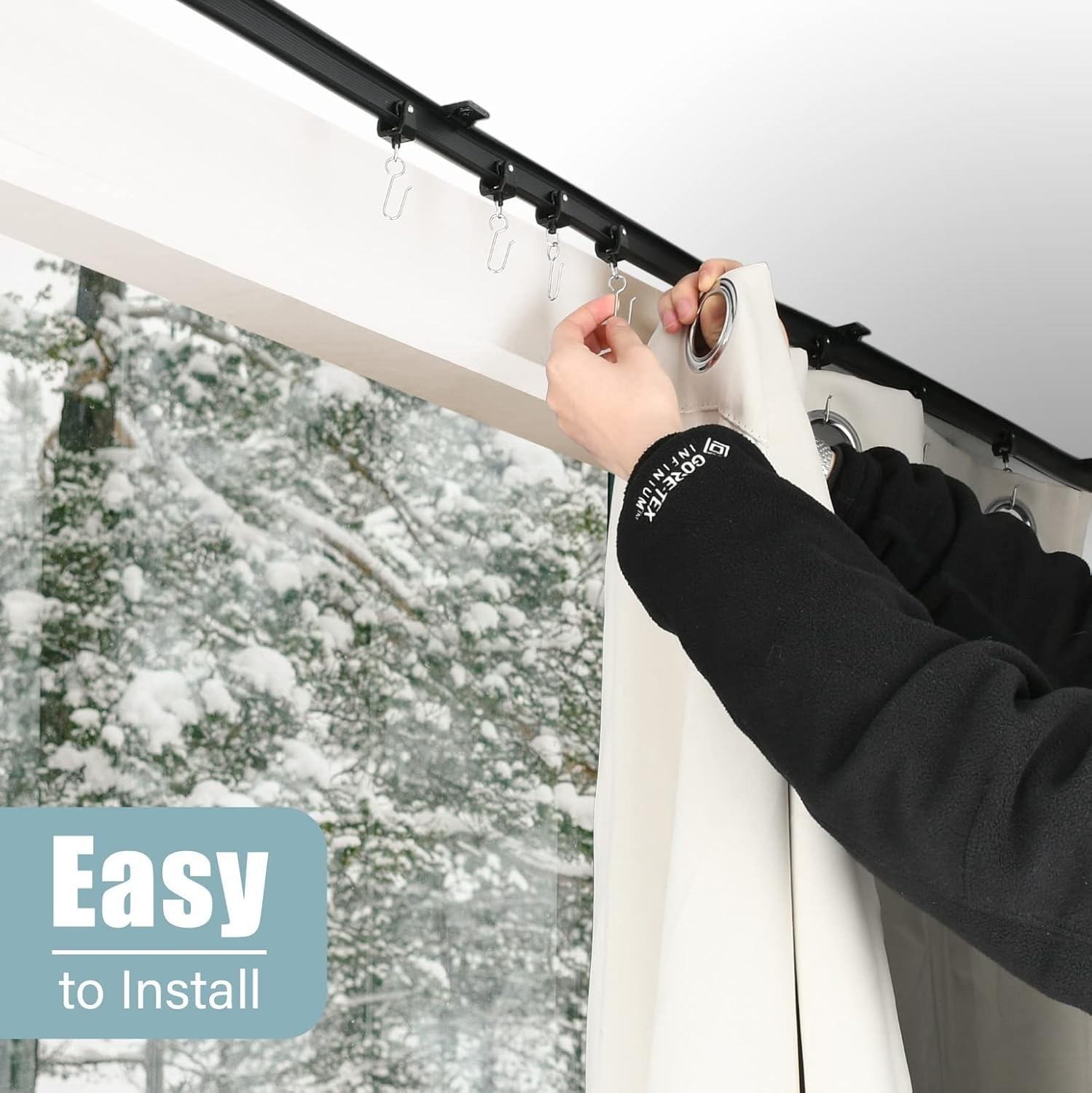 Heavy Duty Black Ceiling Mounted Curtain Track – Easy DIY Installation