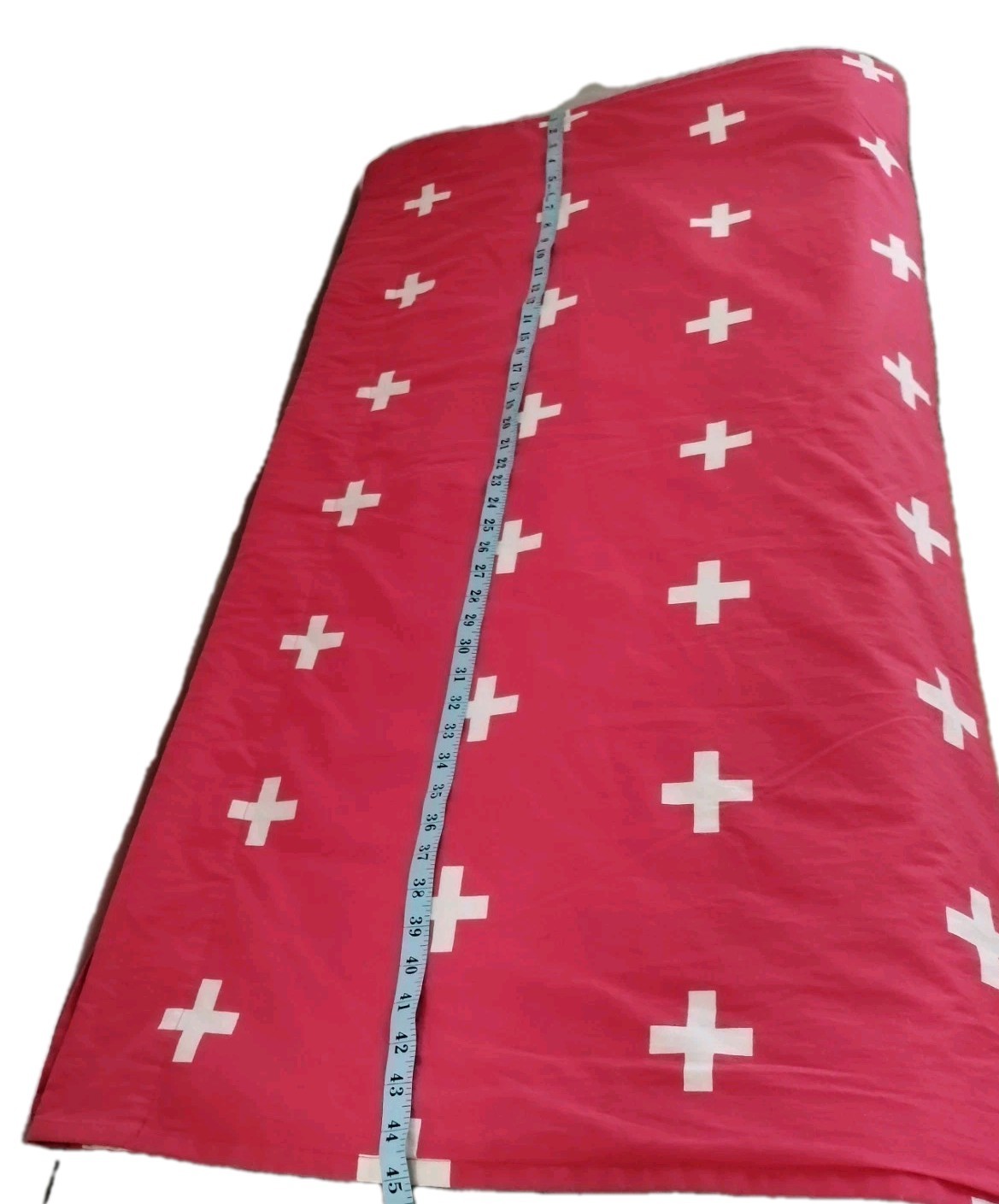Red & White Cross Curtains 45×96″ Lined Heavyweight Blackout Drapes Dual Header
