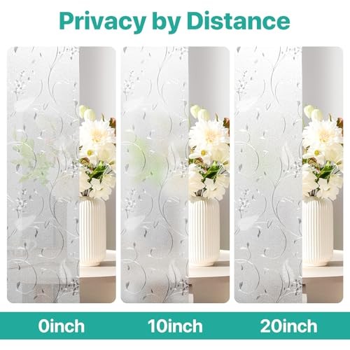 Window Privacy Film Decorative Stained Glass Floral 17.5 x 78.7inch Floret