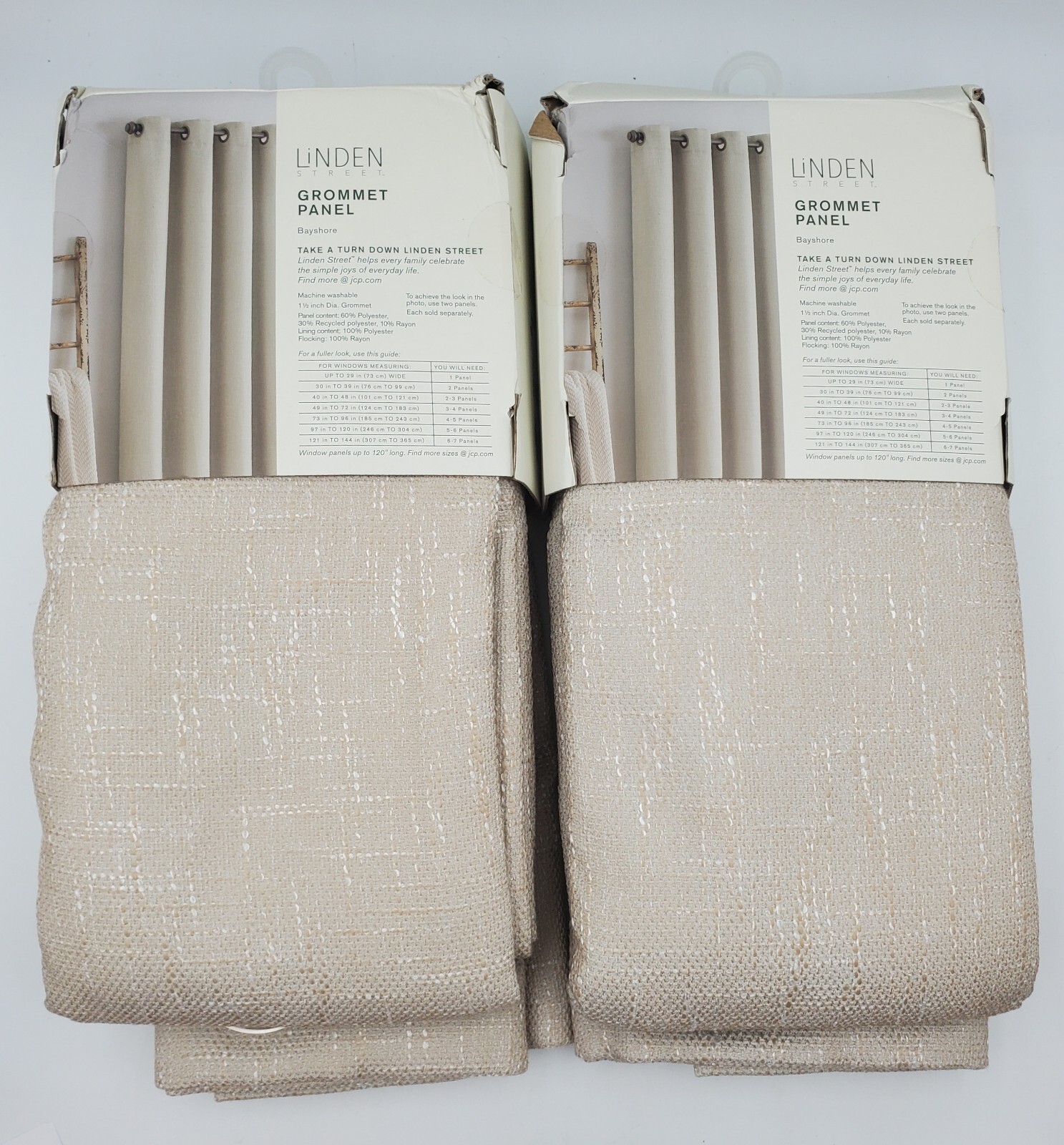 2 JcPenney Linden Street 50×95 Blackout Bayshore Grommet Panels Pair Oxford Tan