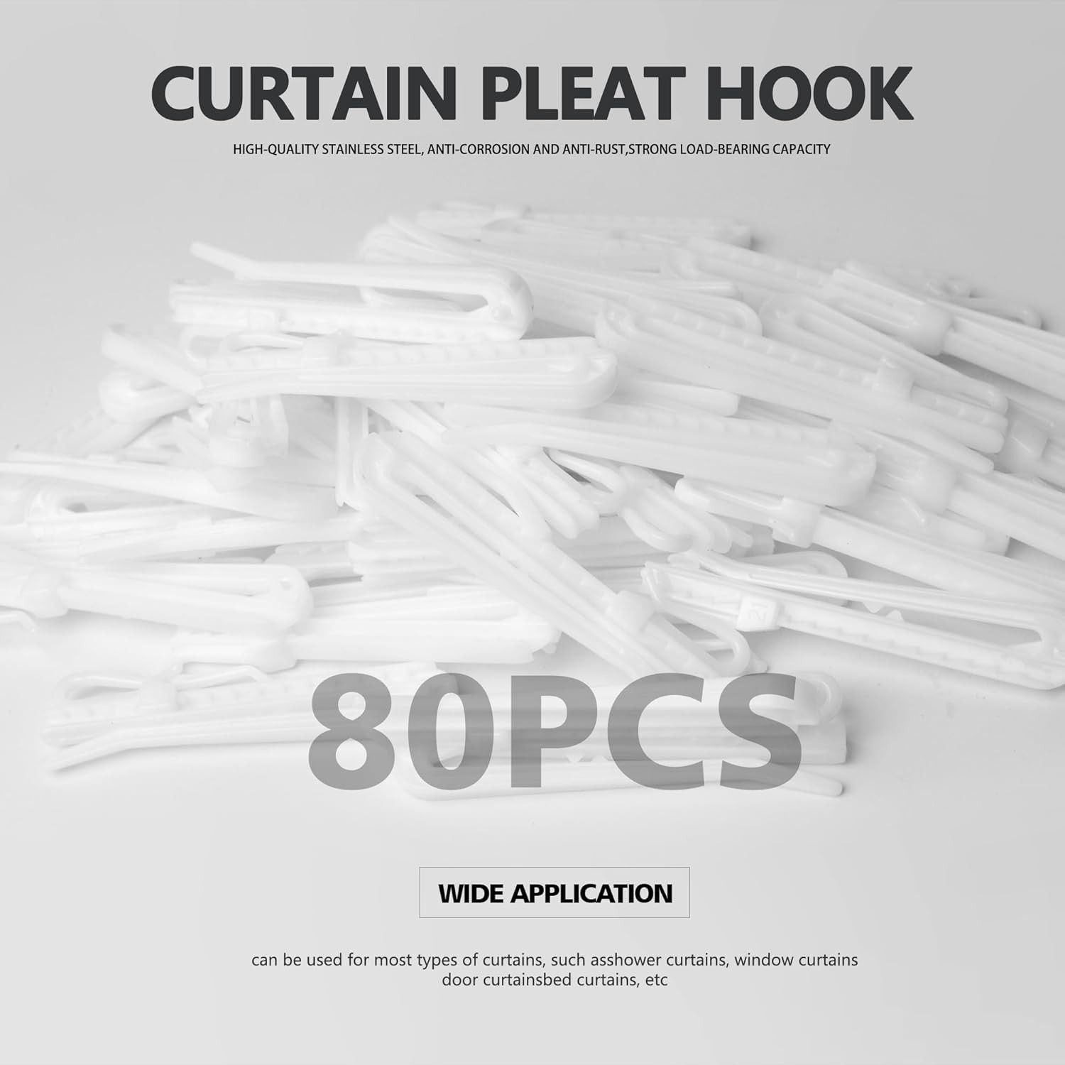 80 Pcs Plastic Curtain Hooks,Adjustable Pinch Pleat Curtain Hooks Curtain Clips,