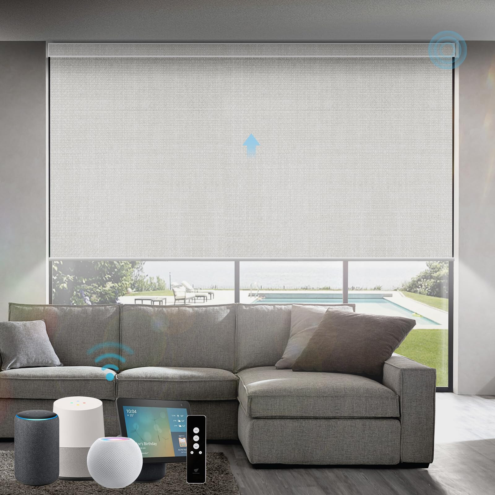 SmartWings Motorized Roller Shade Work with HomeKit, 100% Vigor White