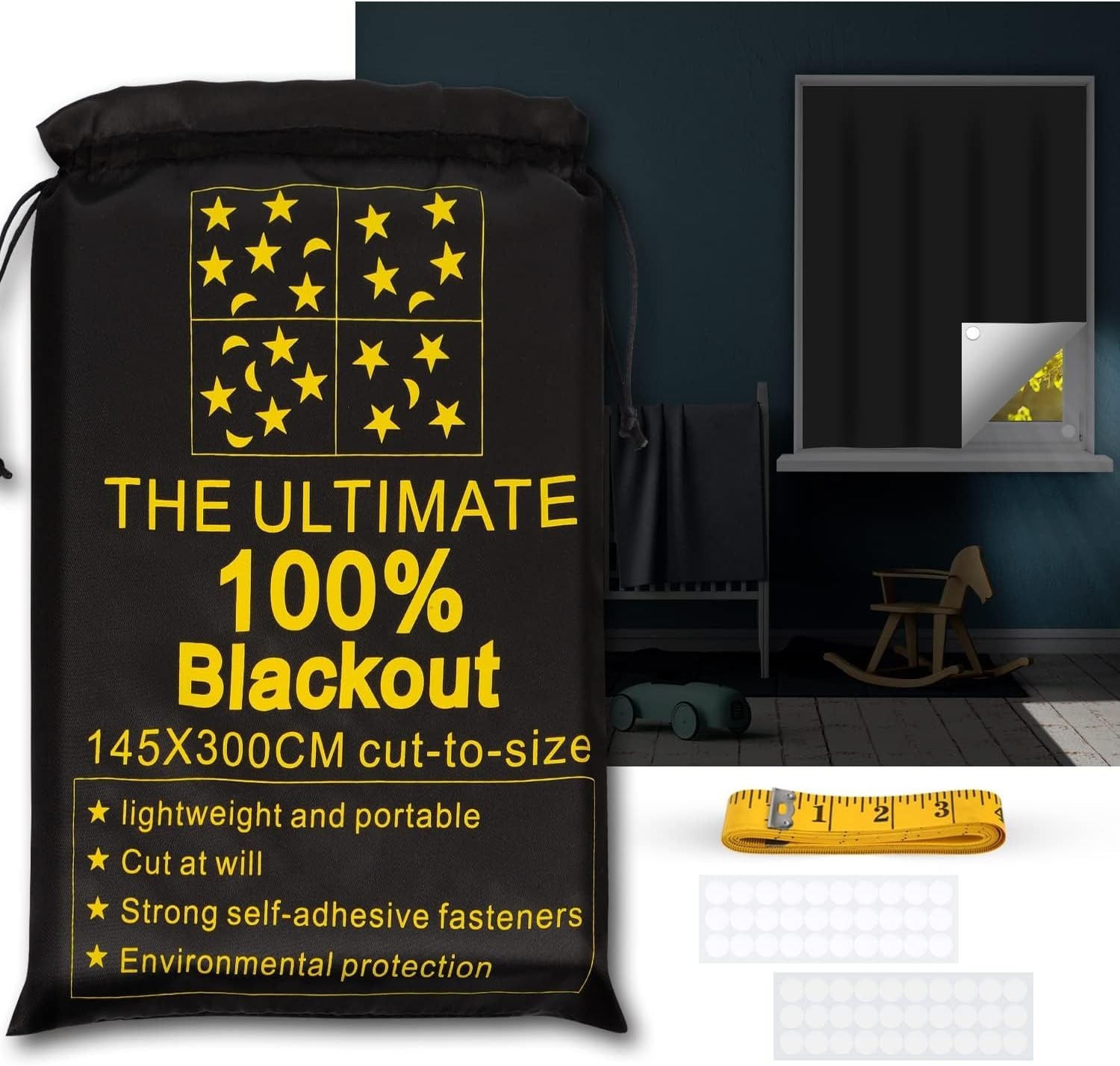 Portable Blackout Shades Travel Window Blackout Curtains 100% Blackout Material