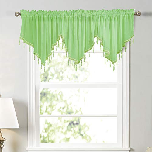 Swag Curtain 63 inch Width, Rod Pocket Scalloped Curtain Valance Sheer Lace