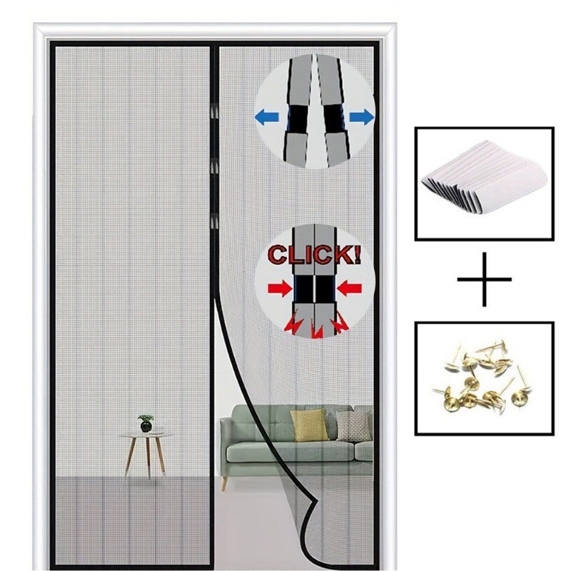 90x210cm Magnetic Screen Sheer Organza Door Curtain Kitchen Mosquito Proof Home