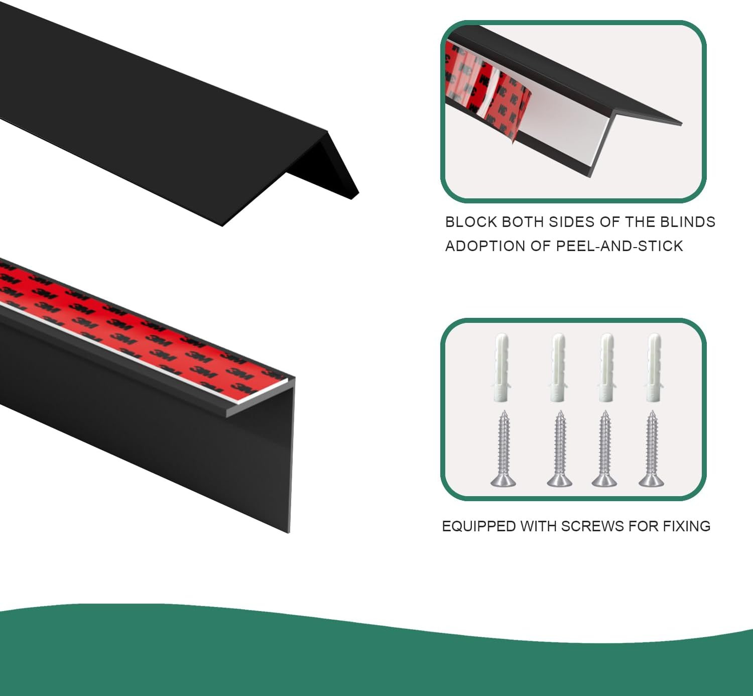 100% Blackout Light Blocking Strips for Window Shades – 4PCS, 58″ Black