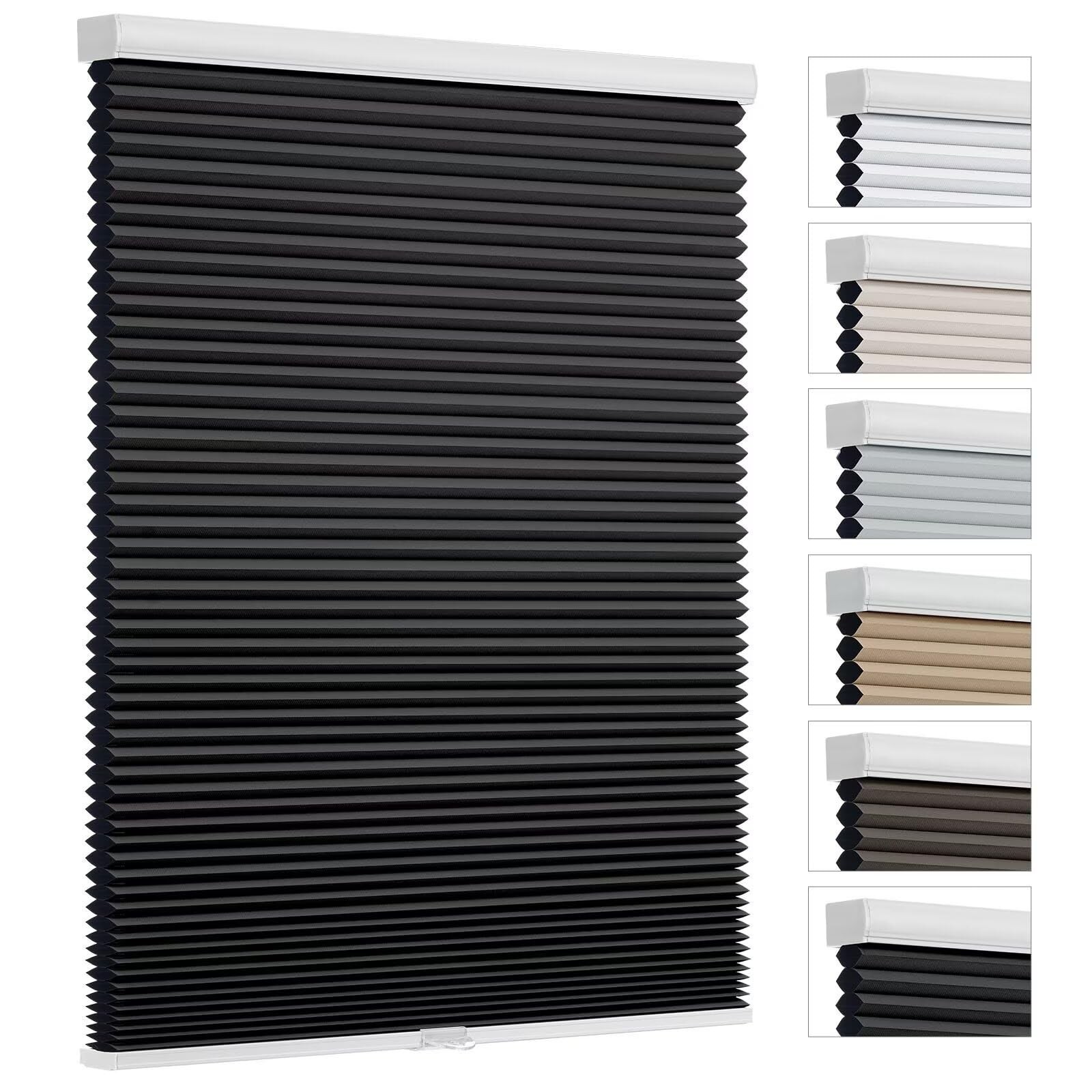 Changshade Cordless Cellular Shades, Blackout Room Darkening Black Out Honeyc…