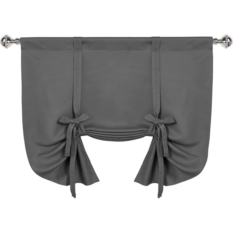 Blackout Tie Up Curtains Soft Polyester Light Blocking Insulation Home Decor New