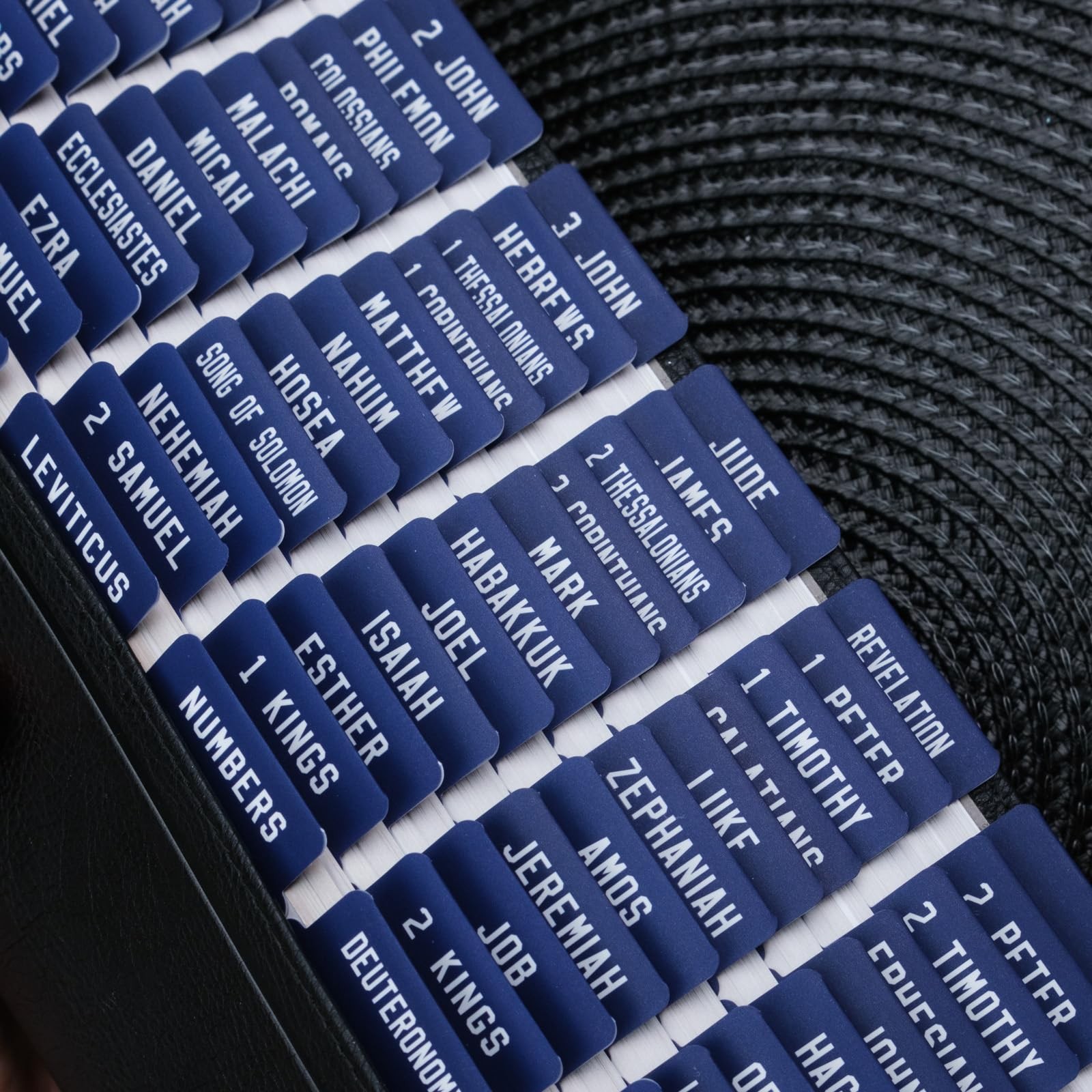 80 Laminated Bible Tabs Large Print Peel and Stick Index Stickers for Study Blue