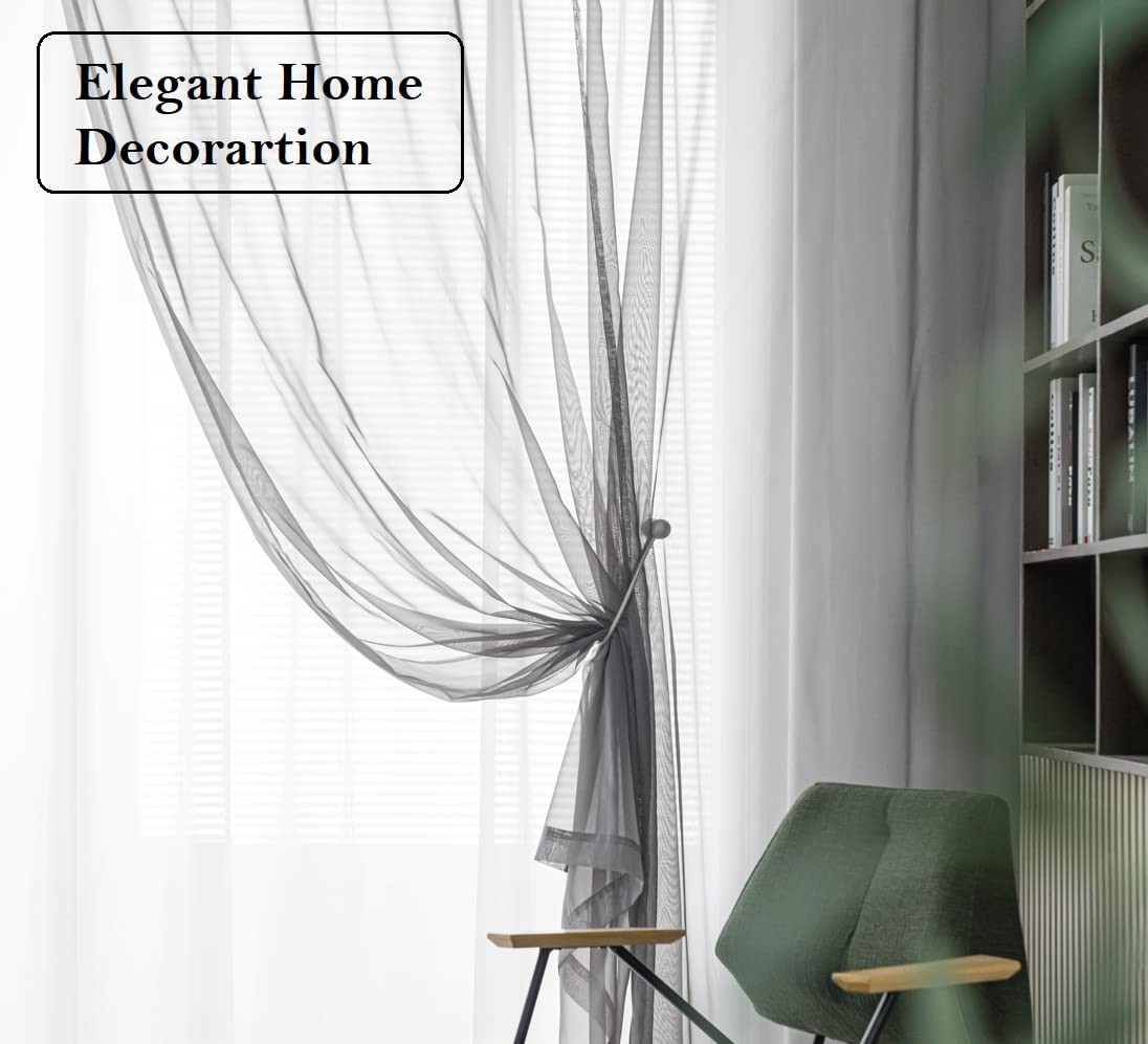 Pi Sheer Curtains 84 Inches Length Rings Topprivacy Voile Textured Window