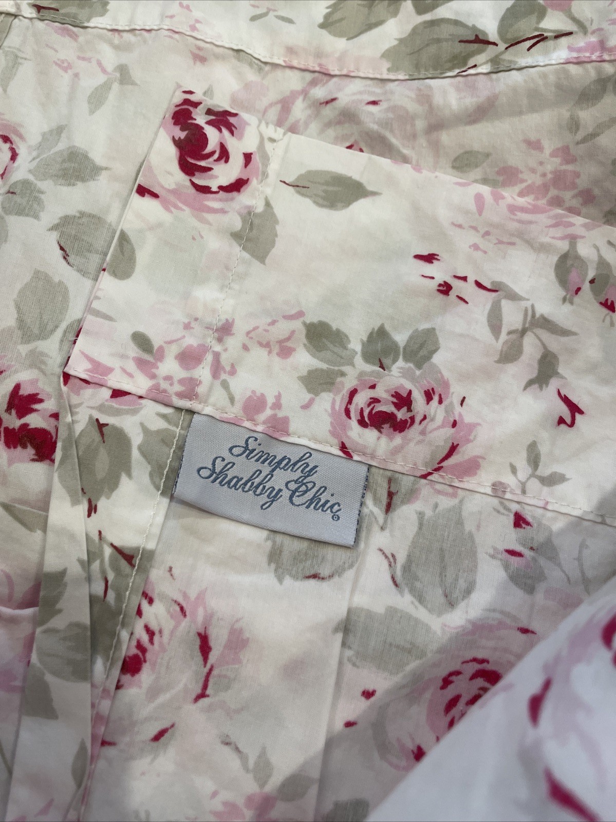 Simply Shabby Chic Retired Rosalie Curtain Panels Set Of 3 Pink Rose Cabbage