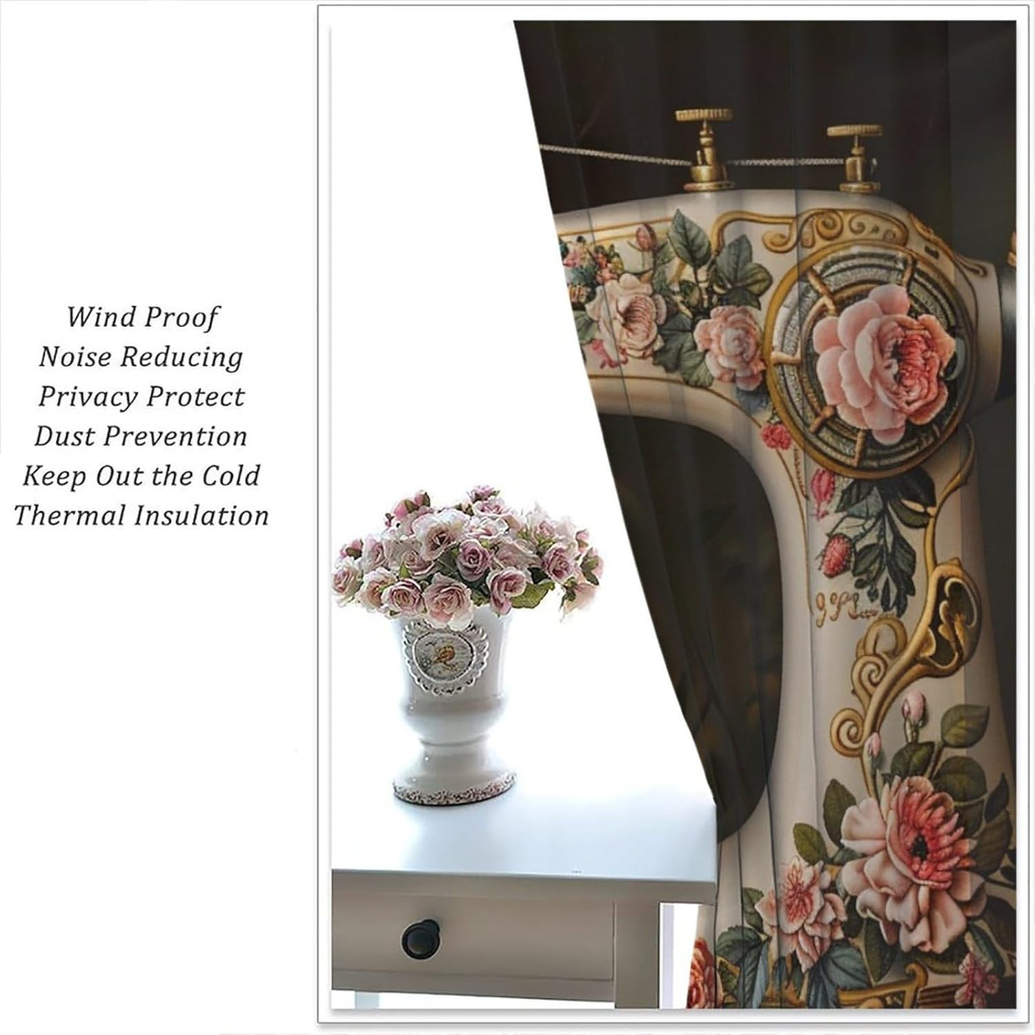 Victorian Style Blackout Curtains for Bedroom Living Room, Rod Pocket Sewing Mac