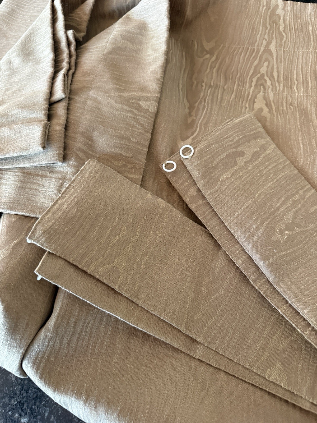 Waverly Classics Faux Bois Curtain Panels Set of 2 Tan Woodgrain 48 X 84