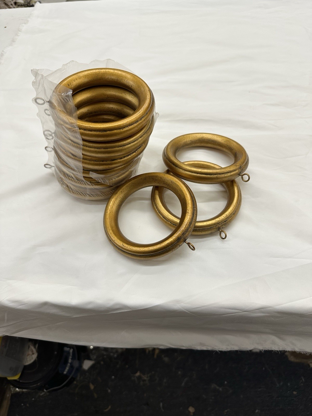 3 Inch Gold Rings For Wood Pole Window Drapes – Pack Of 10