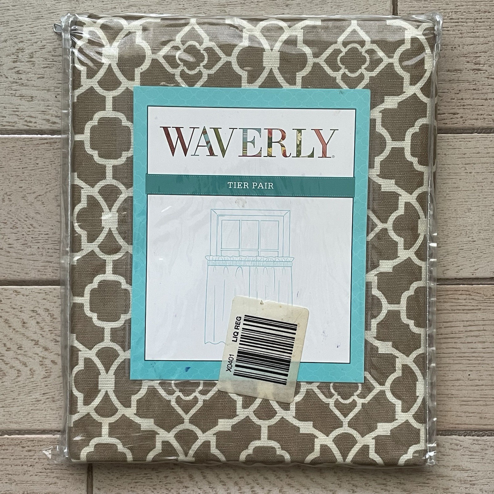 Waverly Lovely Lattice Tier Pair Natural 60×24 Window Curtain