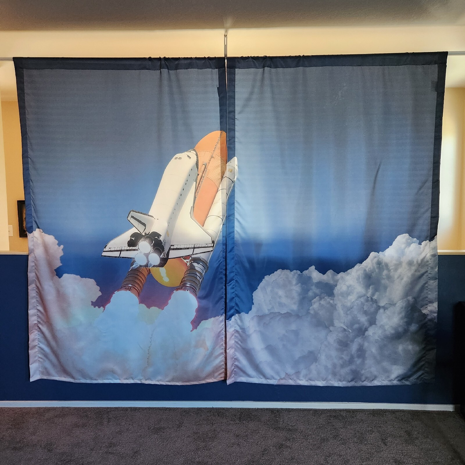 Nasa Curtains Rocket Travelling Space Window Drapes 2 Panel Set 108×84 Inches