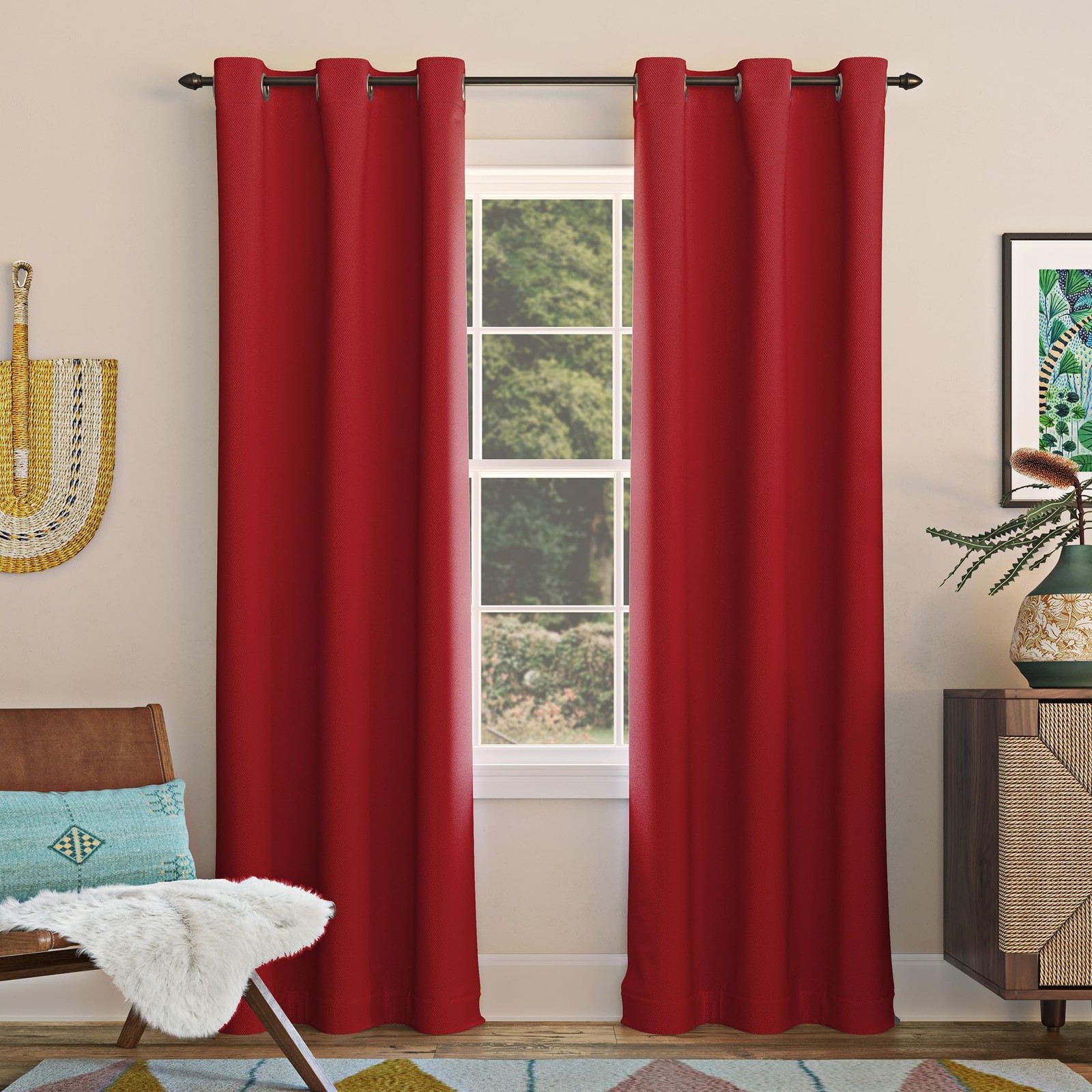 Sun Zero Easton Energy Saving Blackout Grommet Curtain Panel, 40″ x 84″, Red