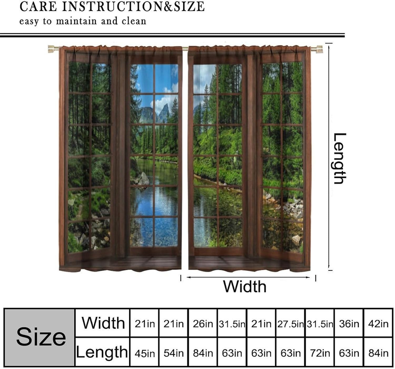 Forest Curtains Rivers Mountains Conifers Beautiful Natural Landscapes Window Tr