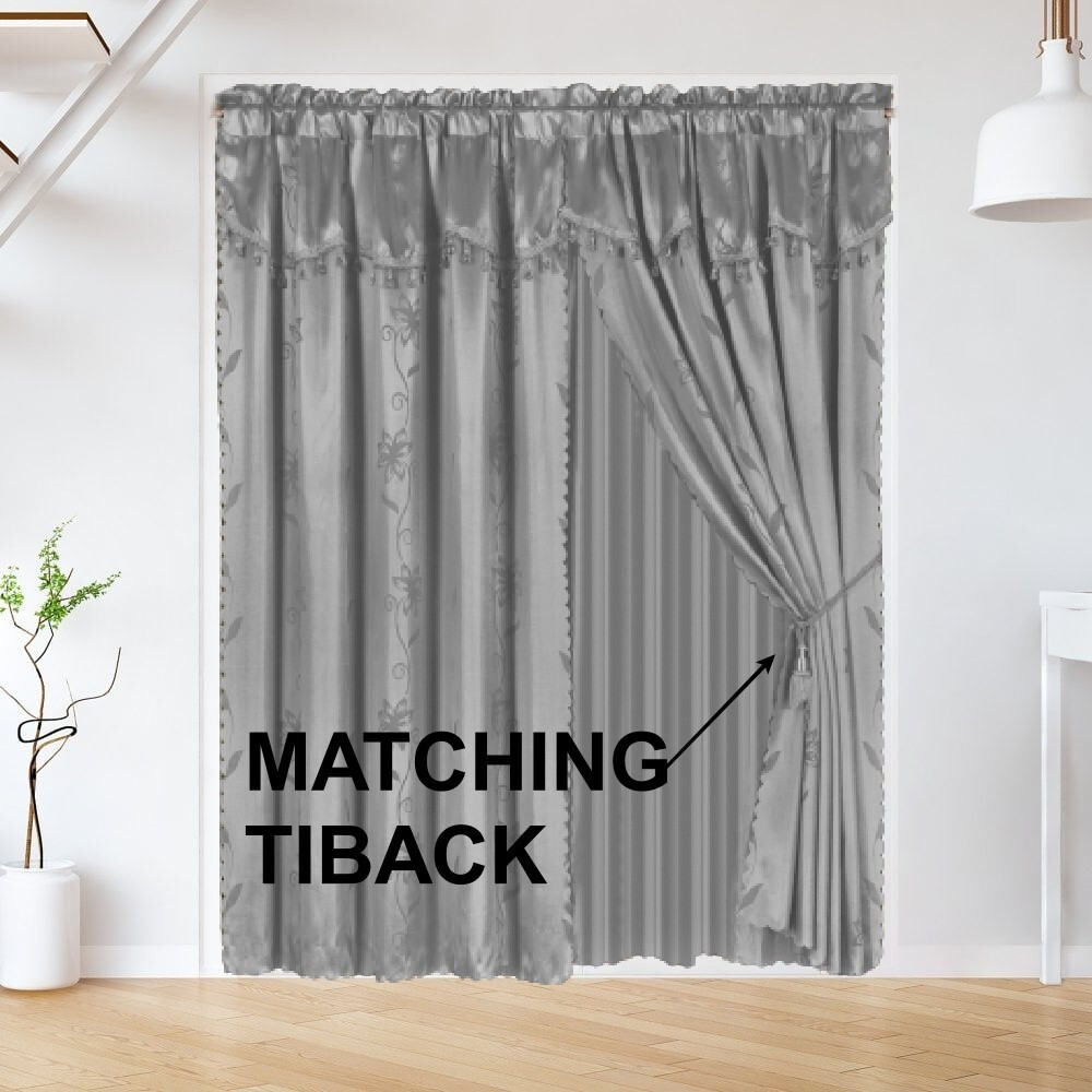 8Pc Window Dressing Curtain Complete Set All Attached in One Curtain Leaf NADA