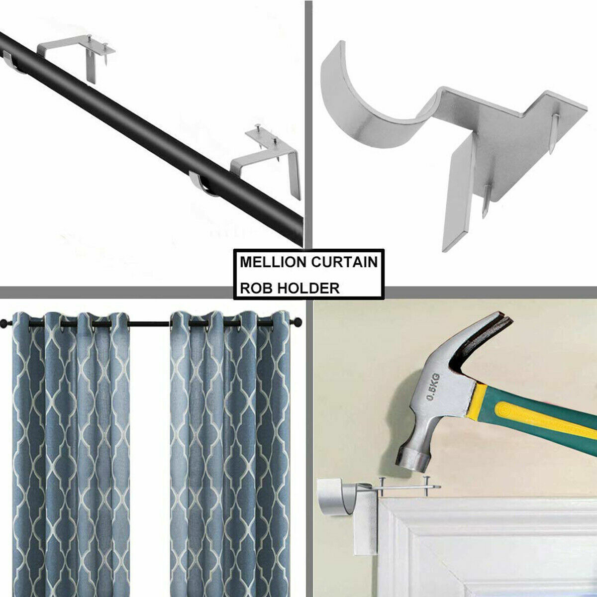 2/4/6/8pcs Frame Bracket Hang Curtain Rod Holders Single Hook Right Into Window