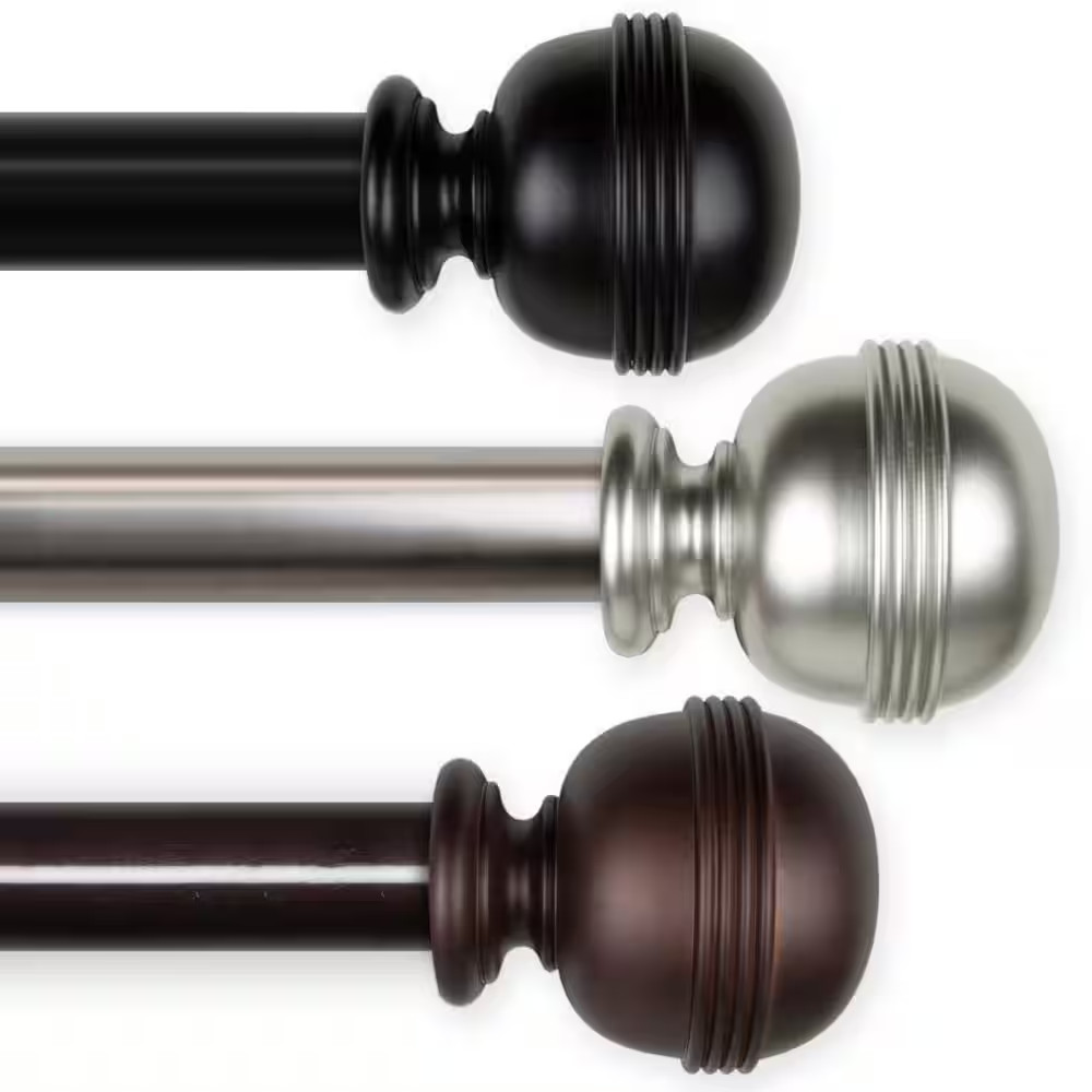 Jovian 66 In. – 115 In. Long 1.5 In. Dia Single Curtain Rod in Satin Nickel