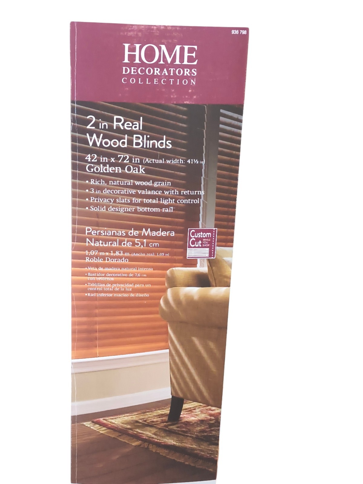 Home Decorators Collection Real Wood 2 Inch Blinds Golden Oak 42×72 Inches