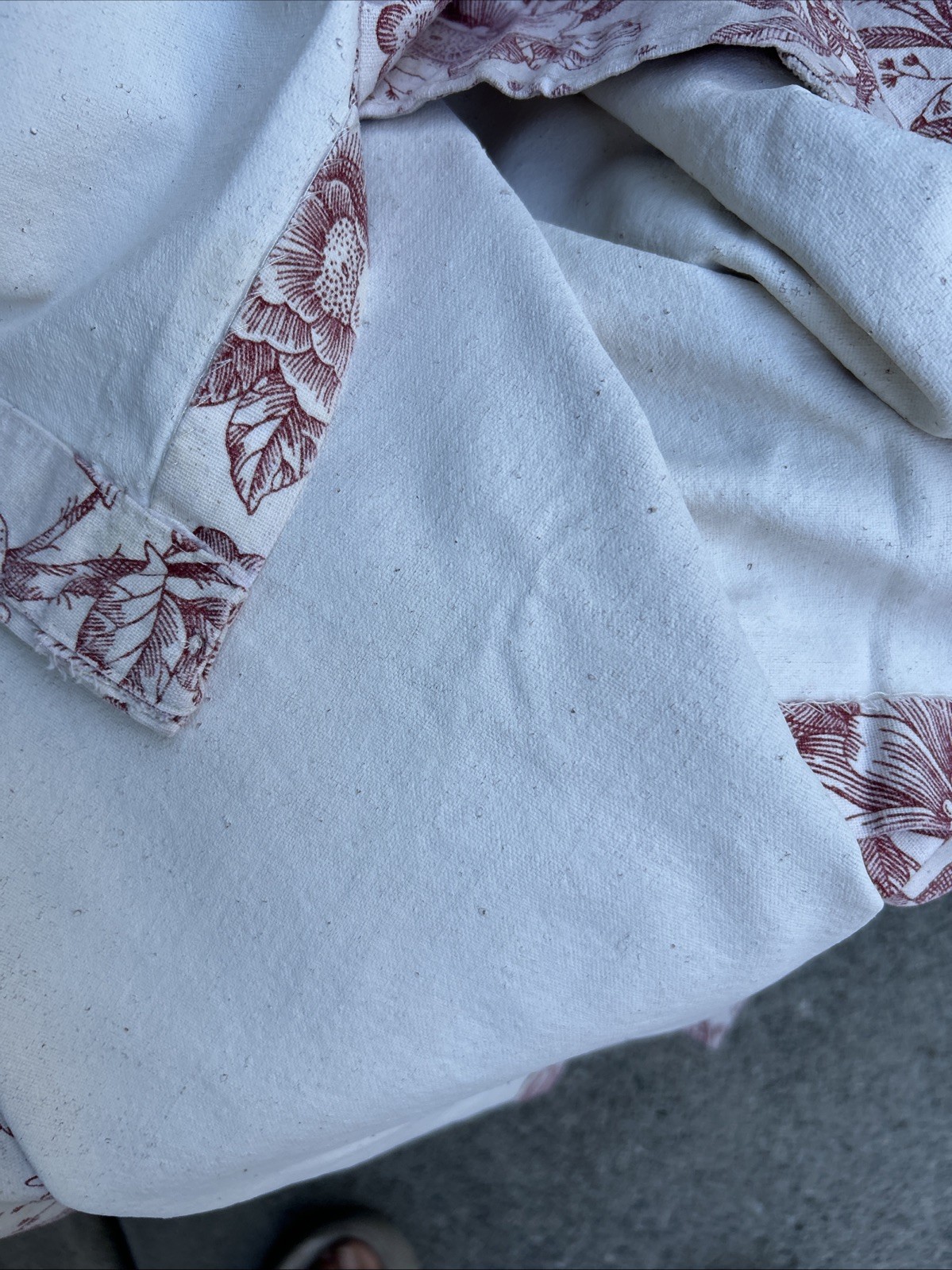 Vintage Red & Cream French Country Pomegranate Toile Drapes Curtains! 44”x 74”