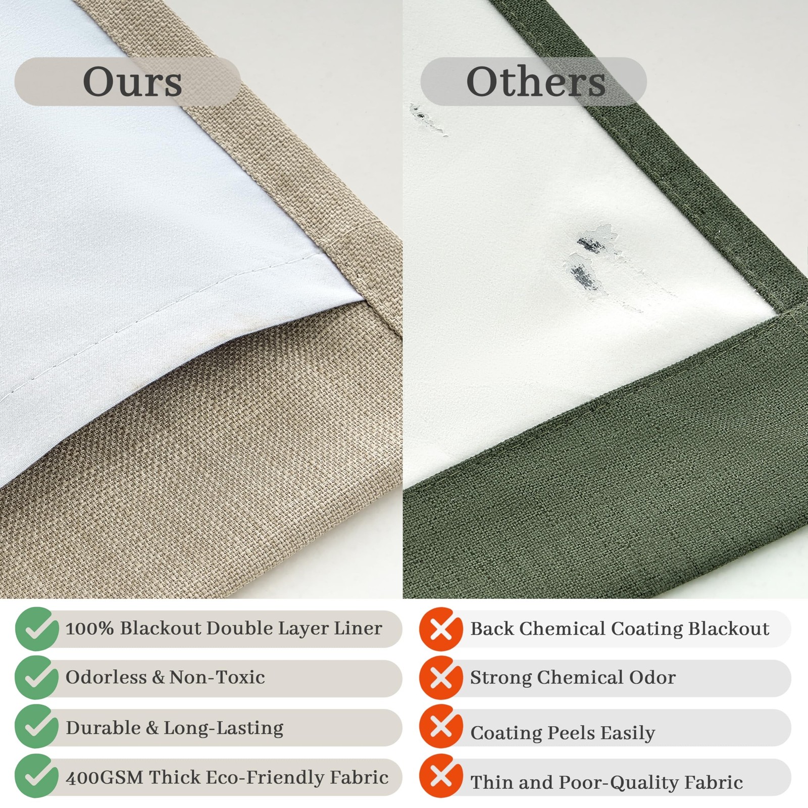 Unique Black Out Thick Linen Privacy Curtains 105 Inches Long for Room Divide…