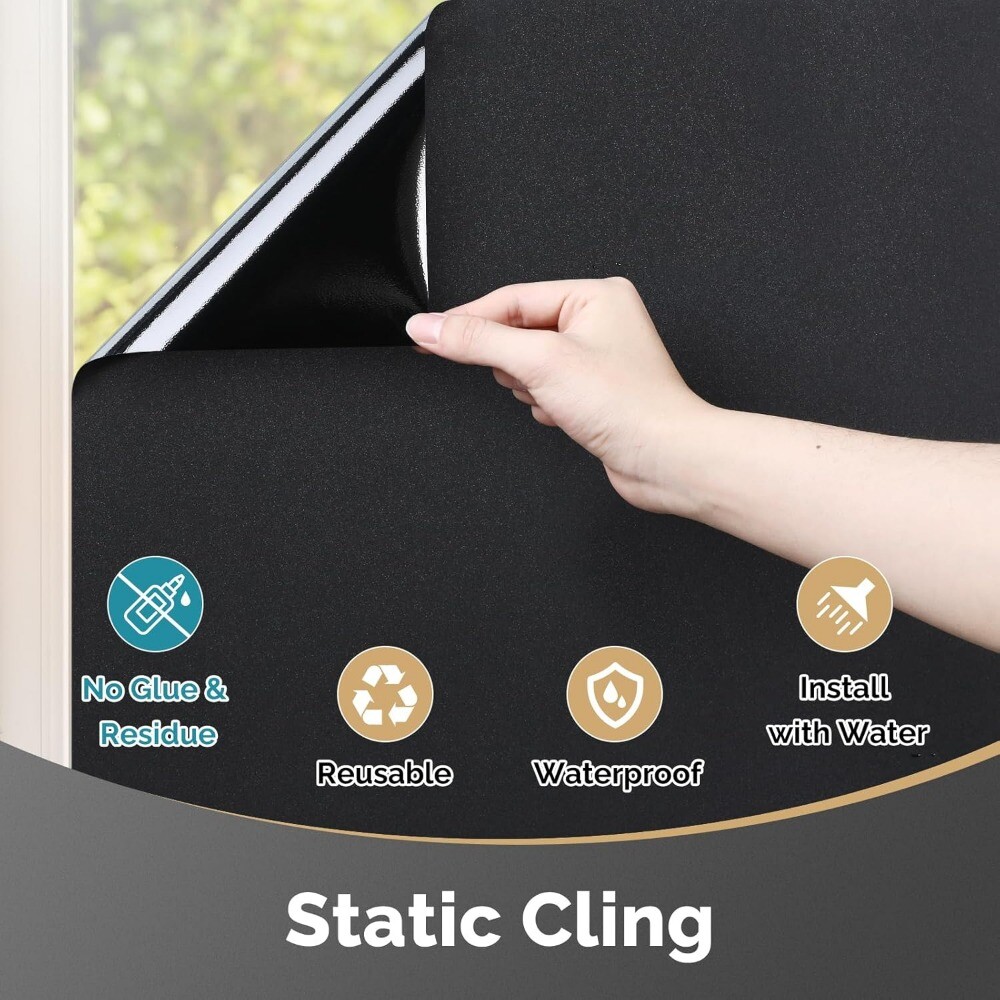 rabbitgoo Blackout Window Film Privacy Static Cling Home Glass Tint Stickers