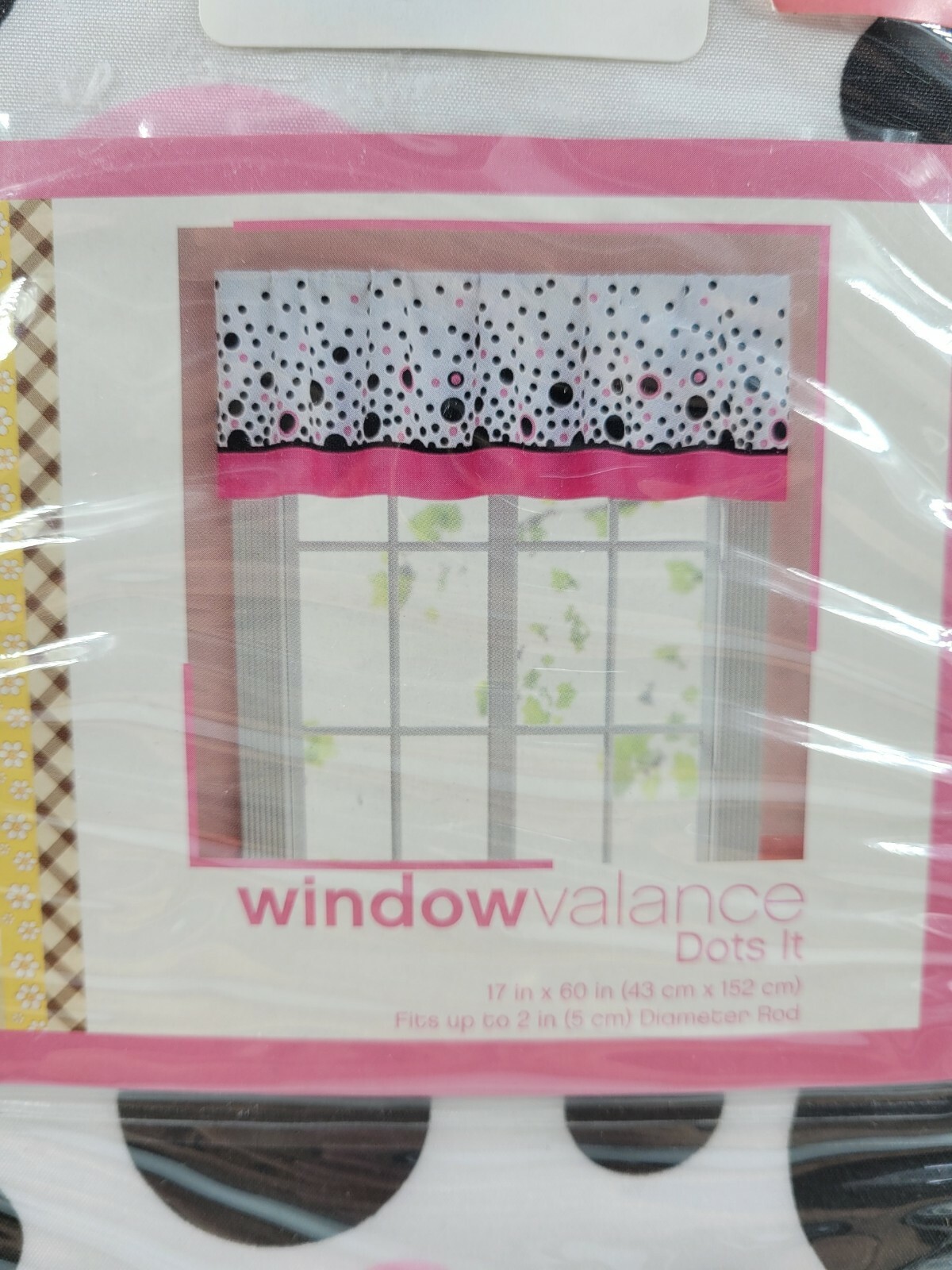 Liberty Procurement Window Valance Dots It 17″ x 60″ White Pink & Black Dots NEW