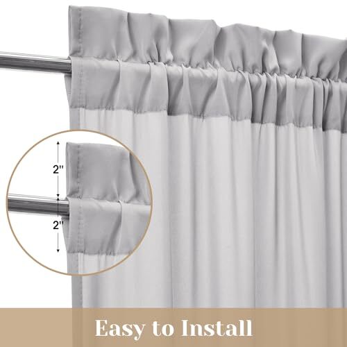 Non-See-Through Sidelight Curtains for Front Door, 1 Panel-26 x 72 Light Grey