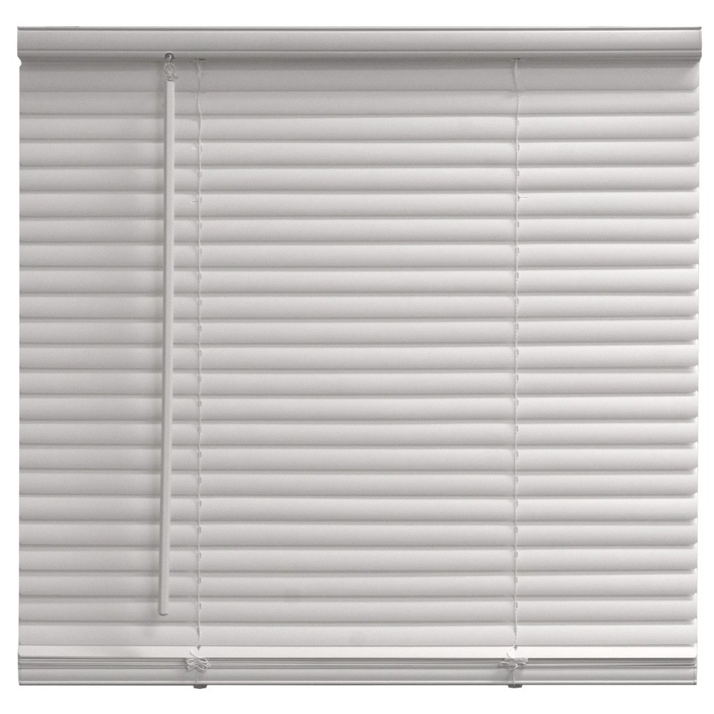 Vinyl Light Filtering Mini Blinds Cordless White 34 Inch Width 64 Inch Length