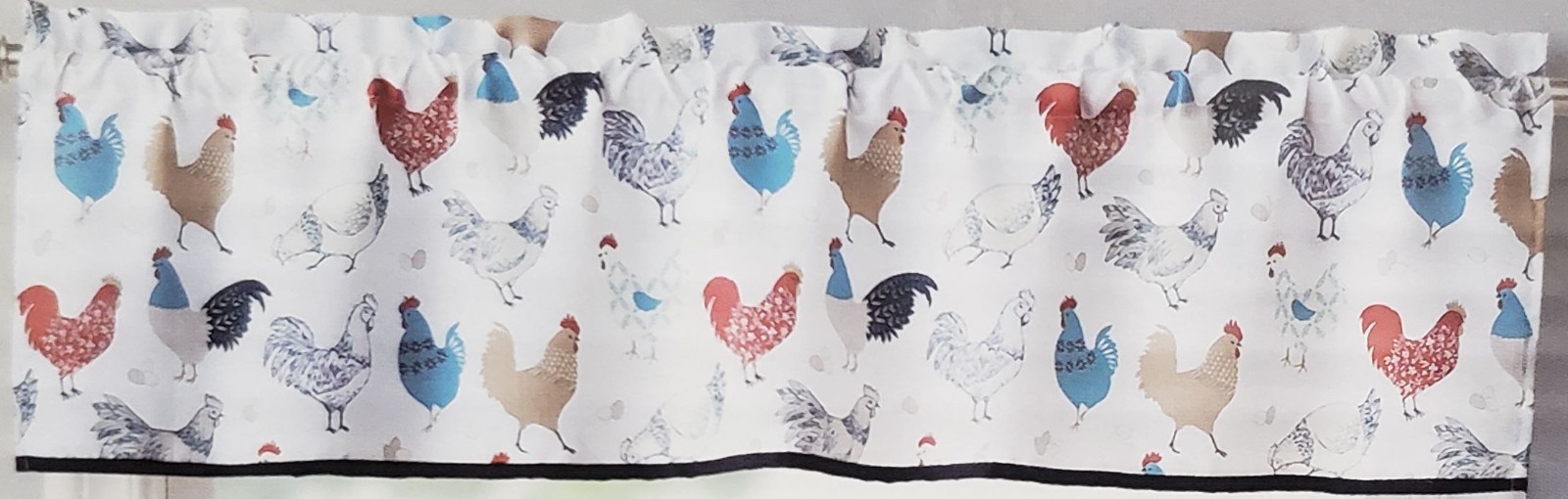 3pc Curtains Set:2 Tiers (28″x36″)& Valance (56″x15″) MULTICOLOR MODERN ROOSTERS