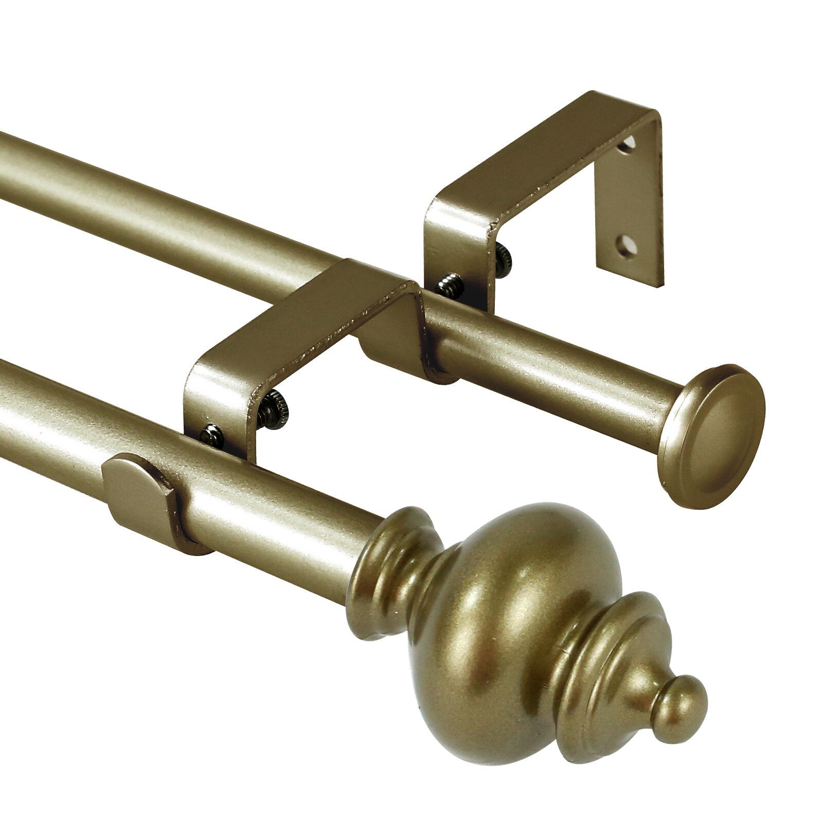 5/8″ Gourd Adjustable Double Drapery Curtain Rod Set, 28″-48″/48″-84″/84″-120″