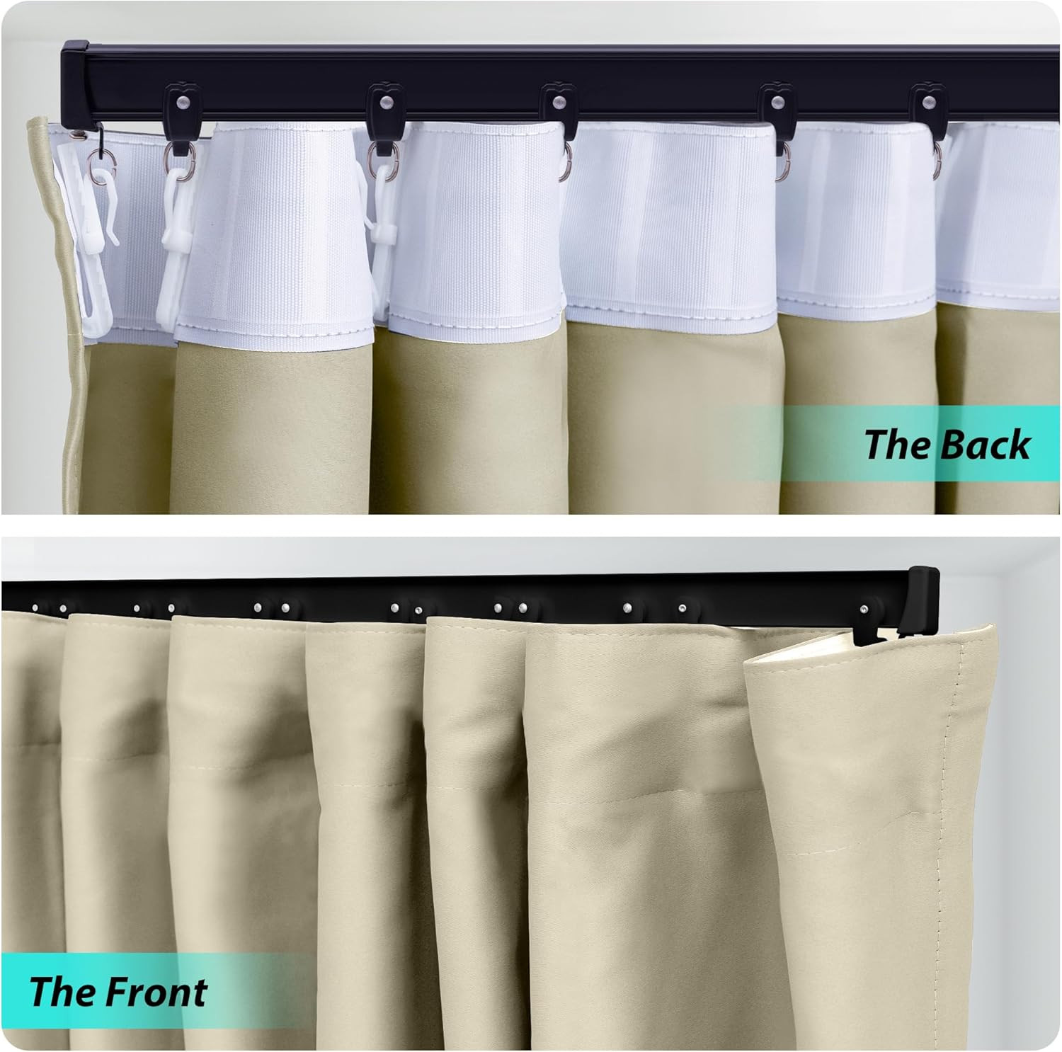 Room Divider Blackout Curtains Flexible Sliding Tracks Sets Ceiling Mounted Rod
