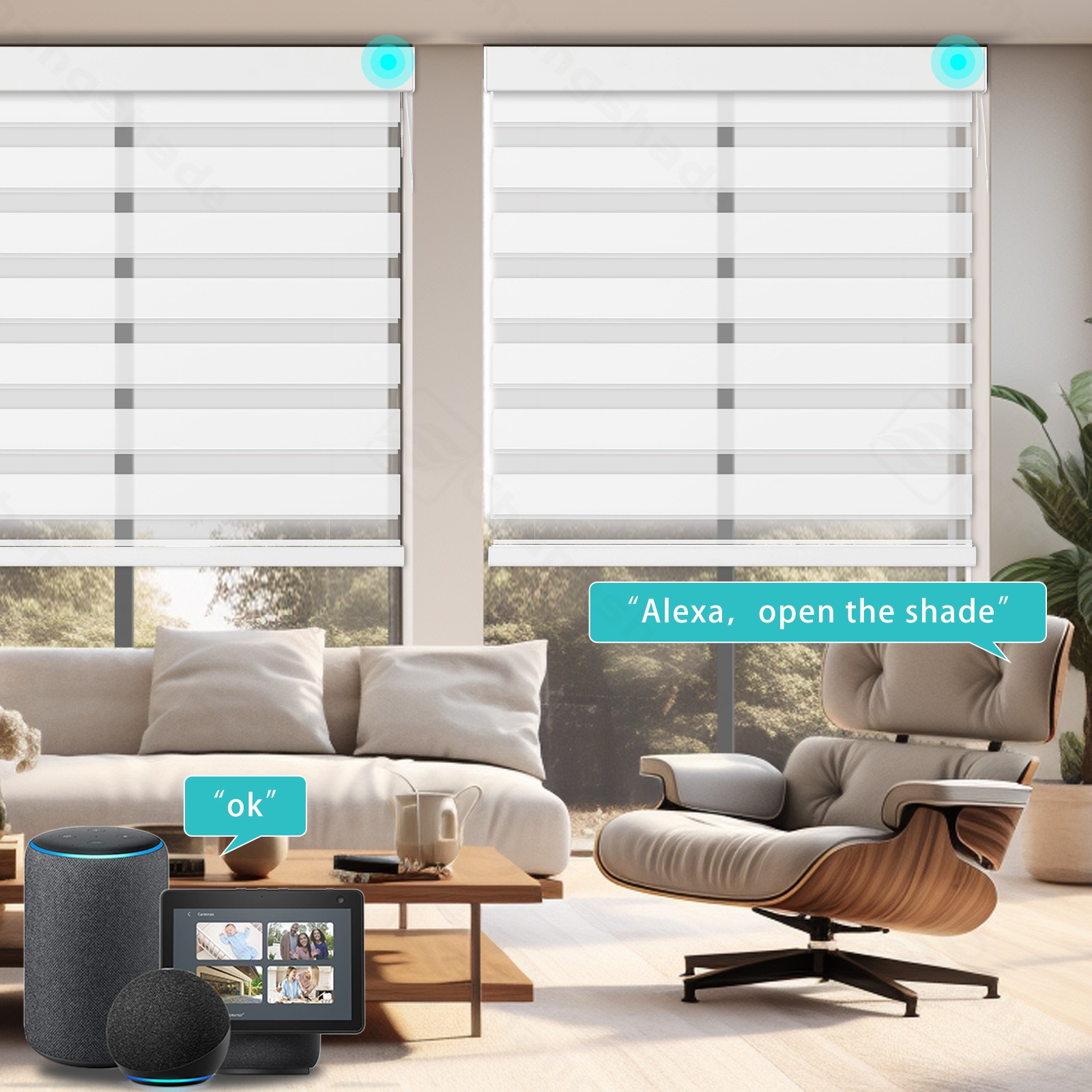 Changshade Motorized Zebra Roller Shades Smart Roller Blinds Remote Control