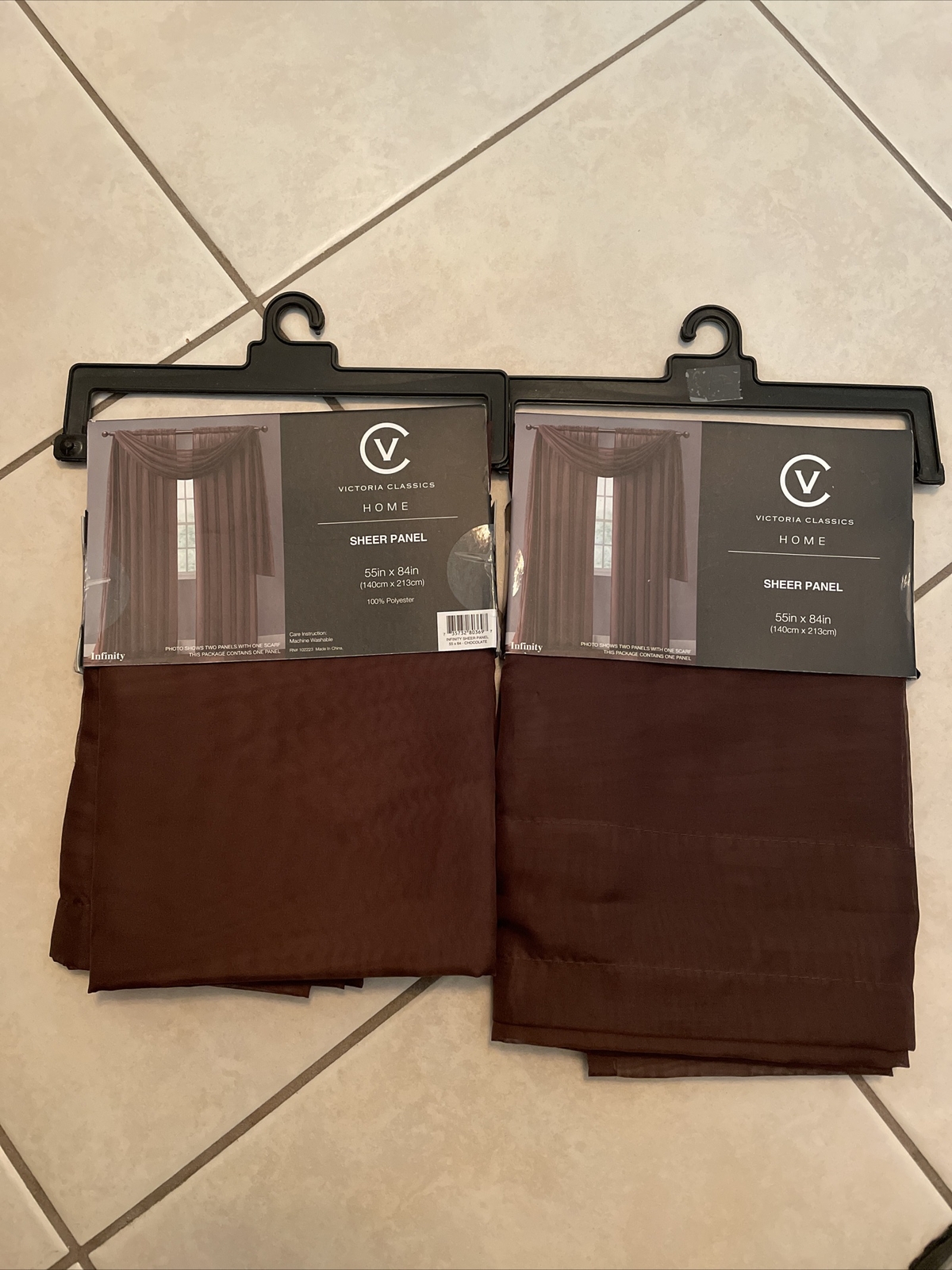 Infinity Sheer Panels Set of 2 Chocolate 55″ X 84 ” Solid 100% Polyester