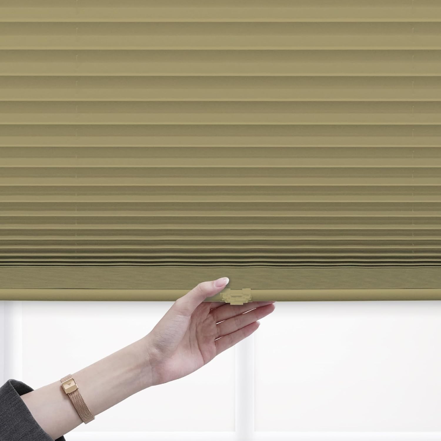 Camel Cordless Light Filtering Polyester Pleated Shades – 30 1/2 in. W x 64 in.