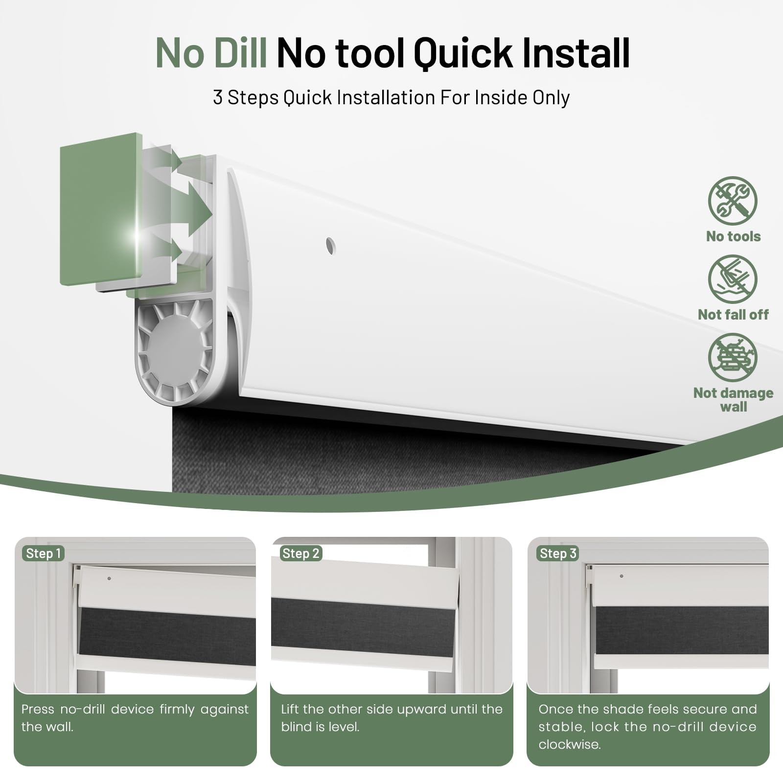 Dongfxk Motorized Blinds Remote Blackout No Drill Cordless Smart Roller Shades